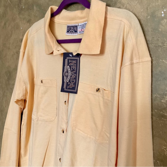 🔴SOLD🔴Vintage 90s Nevada Cotton Jersey Button Down Shirt - Picture 2 of 6